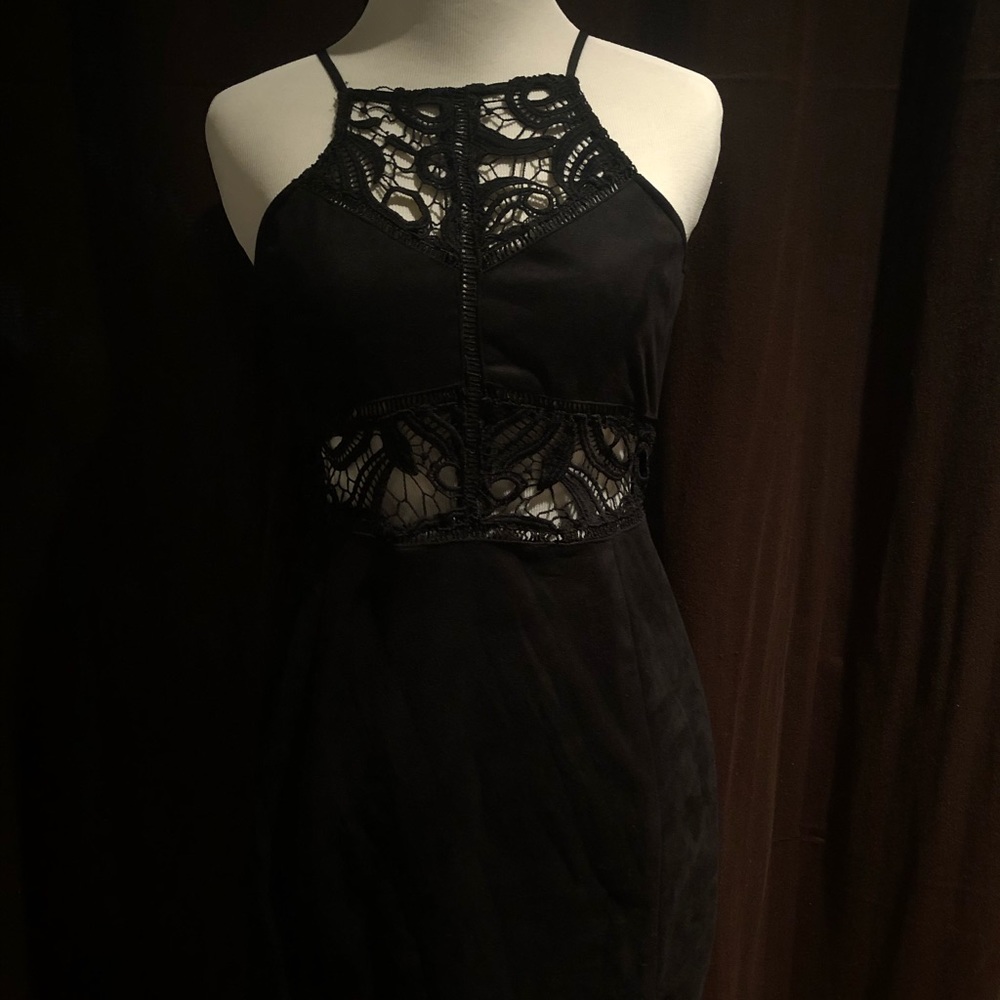 Suede Black mini dress SIZE S fits sizes 4-6